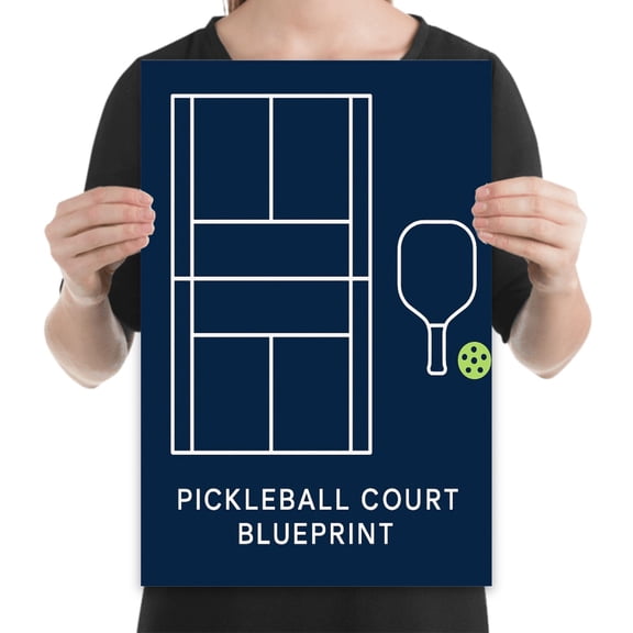 Pickleball Blueprint Art Poster - Gloss Paper Finish - Wall Decor for Home Gym Gift