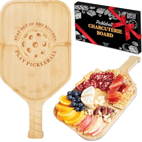 Pickleball Charcuterie Board, Funny Valentine's Day Pickleball Gifts for Men and Women, Pickleball Platter, Handcrafted Wood Tray with Paddle Shape and Built-in Handle$$