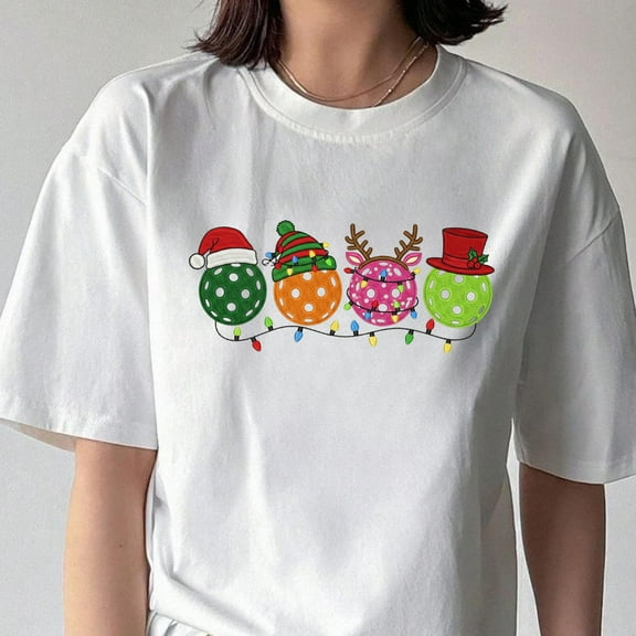 Pickleball Christmas Embroidery File Holiday Light Ball Design for Player Shirt Gameday Decor or Santa Hat Sports Gift Winter Craft Project