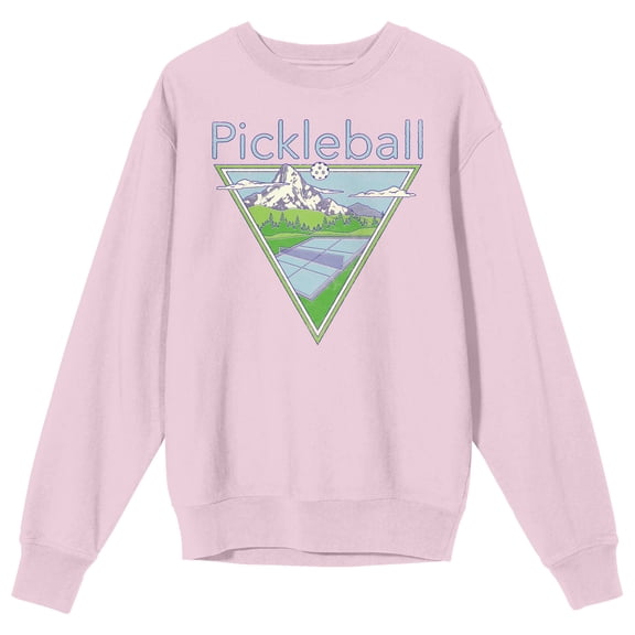Pickleball Court Adult Pink Crew Neck Sweatshirt-Medium