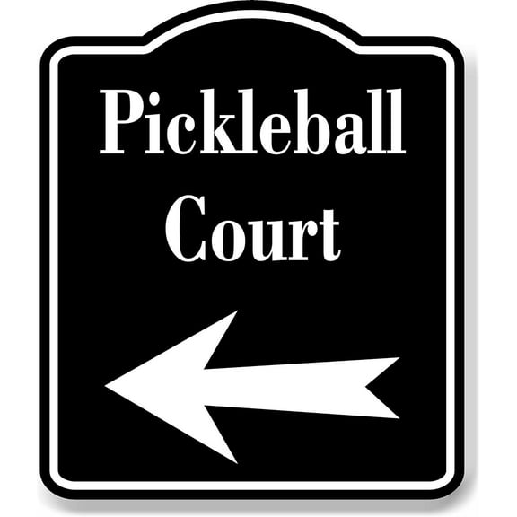 Pickleball Court Left Arrow BLACK Aluminum Composite Sign, 15"x18"