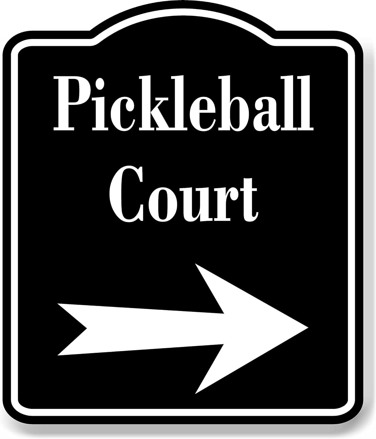 Fast Signs Pickleball Racket Pickleball Court Right Arrow BLACK Aluminum Composite Sign, 15