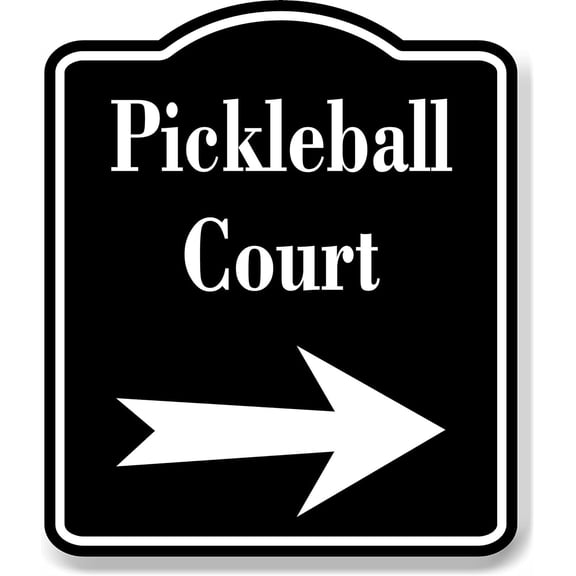 Pickleball Court Right Arrow BLACK Aluminum Composite Sign, 8.5"x10"