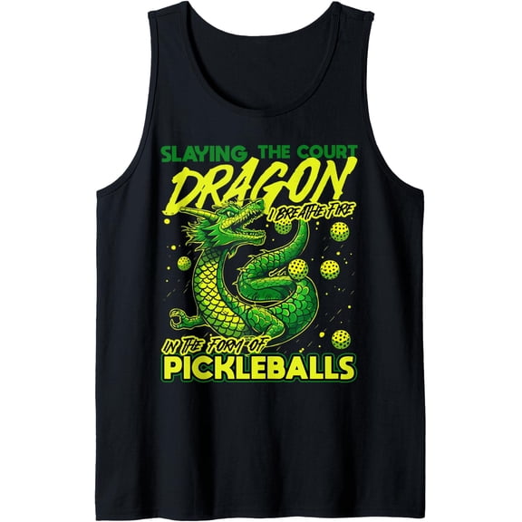 Pickleball Dragon Pickle Ball Player Court Paddle Tank Top Size S-3XL