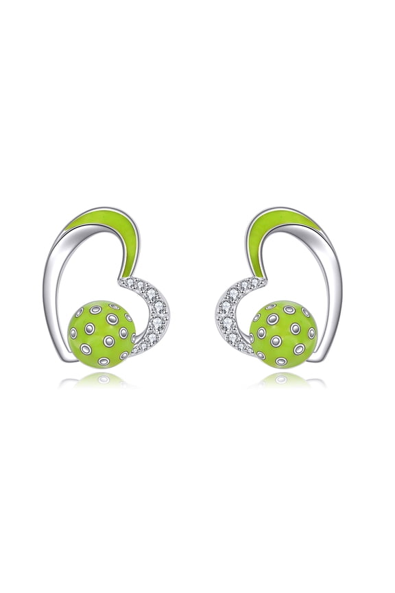 Pickleball Earrings 925 Sterling Silver Pickleball Stud Earrings for Women Mom Ball Sport Jewelry Gifts for Pickleball Lover Player