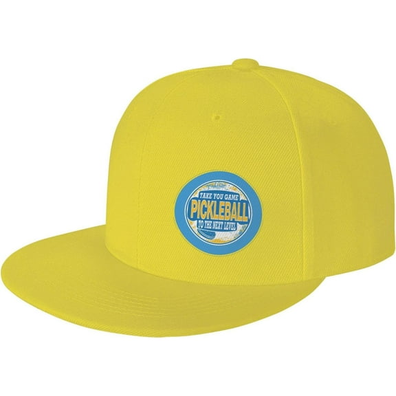 Pickleball Emblem Flat Bill Hats Teens Cool Snapback Baseball Cap Unisex
