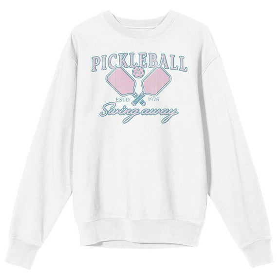 Pickleball Est. 1976 Swing Away Adult White Crew Neck Sweatshirt-Medium