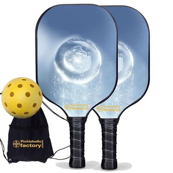 Pickleball Factory PB00012-1-G Pickleball Paddle Set - Crystal Clear Pickleball Paddles, Best Pickleball Set for Beginners, Glassfiber Graphite