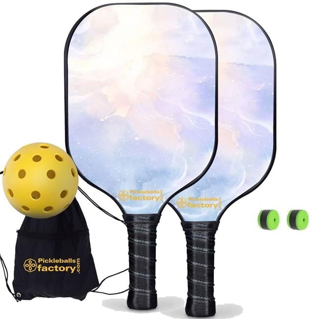 Pickleball Factory PB00013-4-C Pickleball Starter Set - Glistening Pickleballtournament Paddle, Best Beginner Pickleball Sets, Carbonfiber Graphite