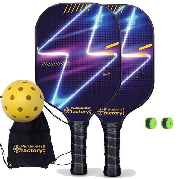 Pickleball Factory PB00022-6-G Pickleball Starter Set - Lightning Pickleball Paddles Near Me, Graphite Pickleball Set, Glassfiber Graphite