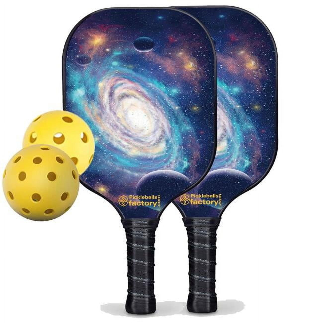 Pickleball Factory PB00029-2-C Best Pickleball Set - Spiral Galaxy Pickleball Paddles for Sale, Graphite Pickleball Paddle Set, Carbonfiber Graphite