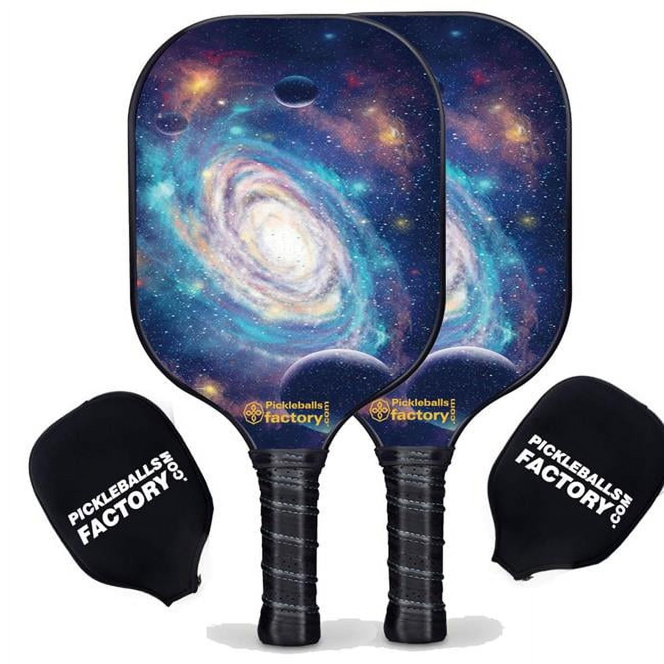 Pickleball Factory PB00029-5-G Best Pickleball Set - Spiral Galaxy Pickleball Paddles for Sale, Graphite Pickleball Paddle Set, Glassfiber Graphite