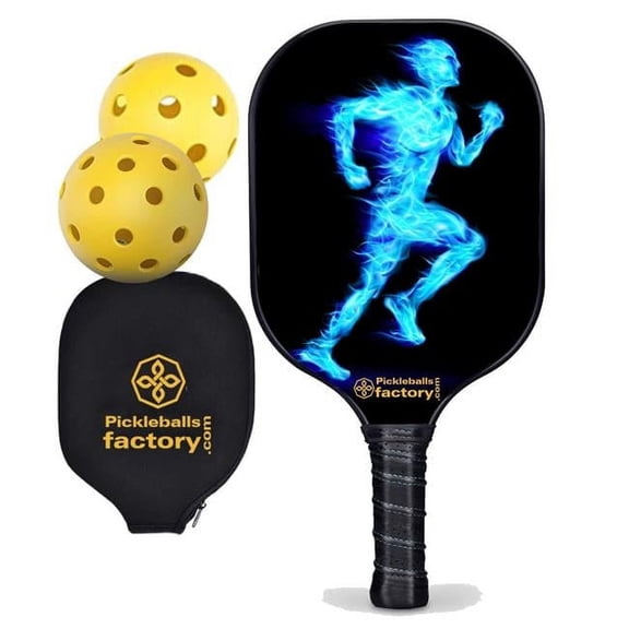Pickleball Factory PB00038-10-C Custom Pickleball Paddle - Blue Fires Good Pickleball Paddles, Backyard Pickleball Court Cost Youth Pickleball, Carbonfiber Graphite