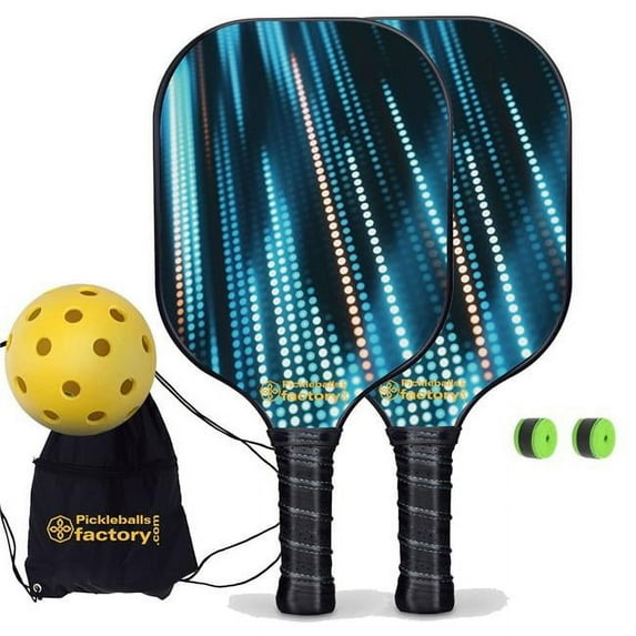Pickleball Factory PB00039-1-C Pickleball Paddle Set - Neon Light Pro Pickleball Paddle, Pickle Ball Starter Kit, Carbonfiber Graphite