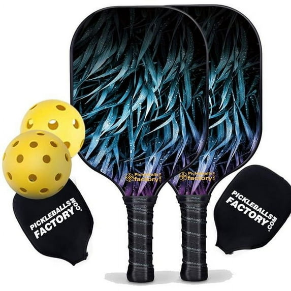 Pickleball Factory PB00045-3-C Pickleball Starter Set - Leaves Pickleball Paddles, Portable Picklenet, Carbonfiber Graphite
