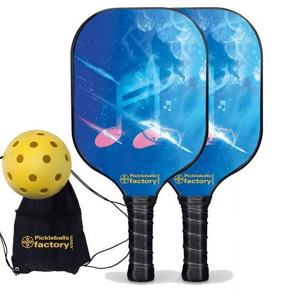 Pickleball Factory PB00051-1-C Pickleball Set - Musical Note Pickleball Paddles for Sale, Best Portable Pickleball Set, Carbonfiber Graphite