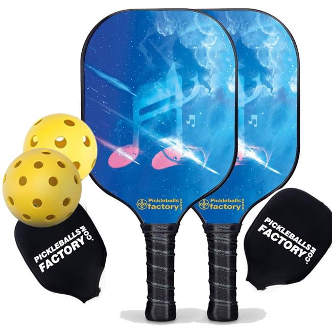 Pickleball Factory PB00051-3-G Pickleball Set - Musical Note Pickleball Paddles for Sale, Best Portable Pickleball Set, Glassfiber Graphite