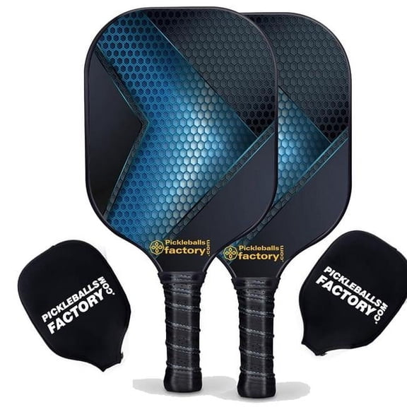 Pickleball Factory PB0009-5-C Pickleball Starter Set - Hexagon Grids Usapa Pickleball Paddles, Portable Pickleball Set, Carbonfiber Graphite