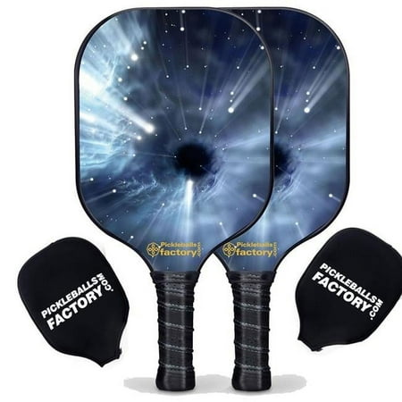 Pickleball Factory Pickleball Starter Set - Black Hole Custom Pickleball Paddle, Pickleball Net Set Up, Carbonfiber Graphite