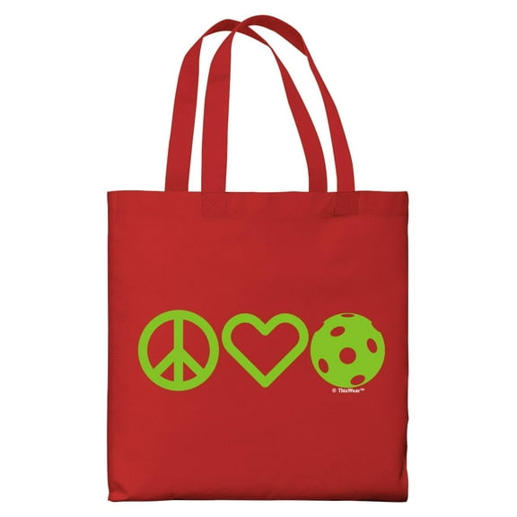 Pickleball Gift Ideas Peace Love Pickleball Lightweight Red Canvas Tote Bag