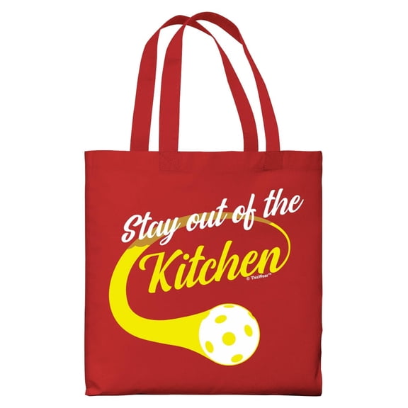 Pickleball Gift Ideas Stay Out Of the Kitchen Pickleball Lightweight Red Canvas Tote Bag