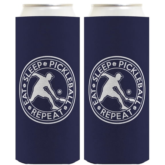 Pickleball Gifts For Men Eat Sleep Pickleball Repeat Circle Player 2-Pack Ultra Slim Can Thermocoolers