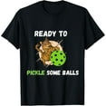 thumbnail image 1 of Pickleball Gifts. Ready To Pickle Some Balls. Funny Cat Meme T-Shirt Tops Tee, 1 of 4