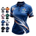 thumbnail image 1 of Pickleball Golf Shirts for Women Tennis Athletic Hiking Golf Shirts Quick Dry Breathable Collared Short Sleeve Colorful Graphic Polos for Women Blue L, 1 of 4