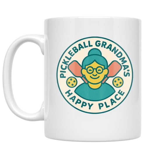 Pickleball Grandma 11 oz Coffee Mug - Paddle Pattern Design White Ceramic gift