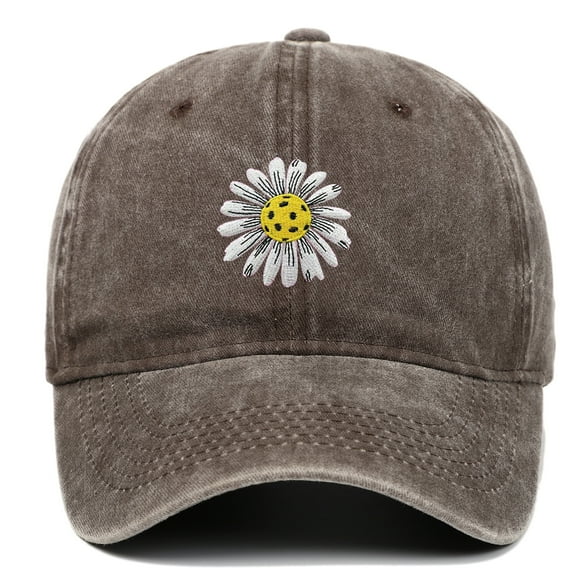 Pickleball Hat for Women, Adjustable Cotton Embroidered Daisy Pickle Ball Baseball Cap