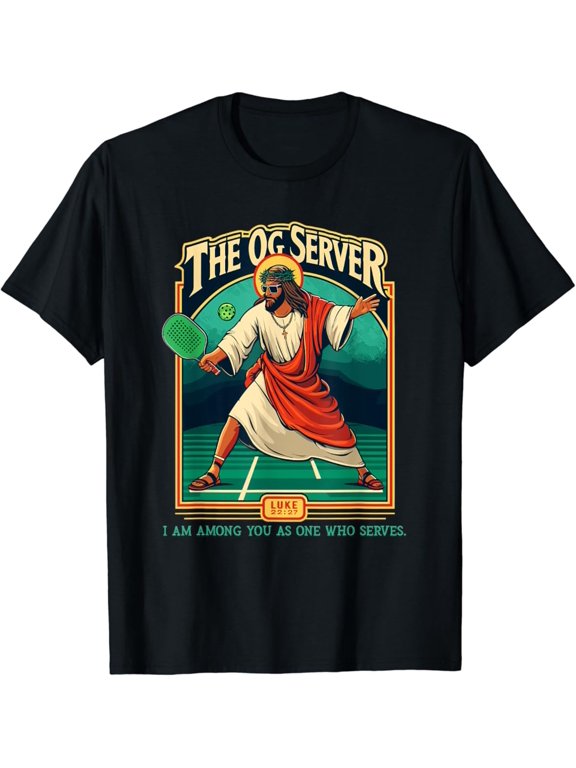 Pickleball Jesus Og Server Religious Player Christian Event T-Shirt, Size S-5XL