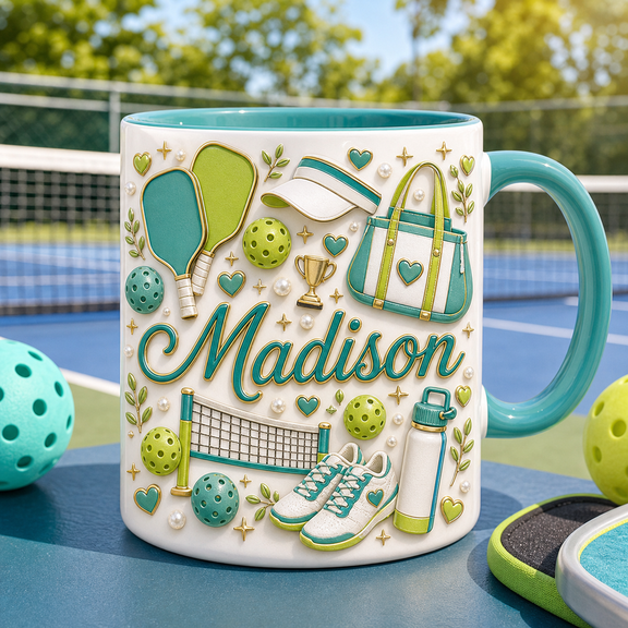 Pickleball Lover Mug Personalized Court Coffee Cup Gift for Player