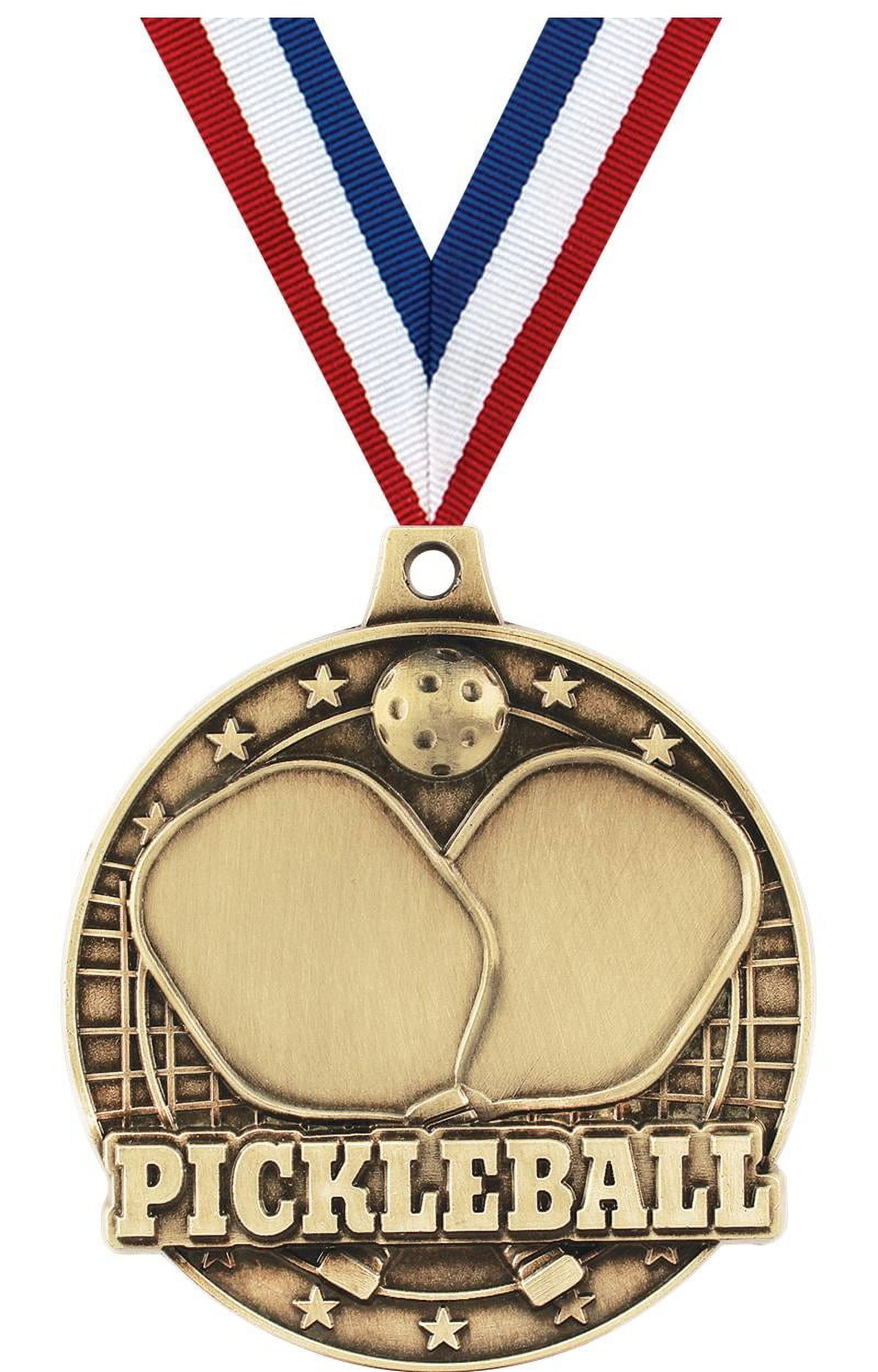 Pickleball Medals, 2" Gold Diecast Pickleball Medal Award 10 Pack