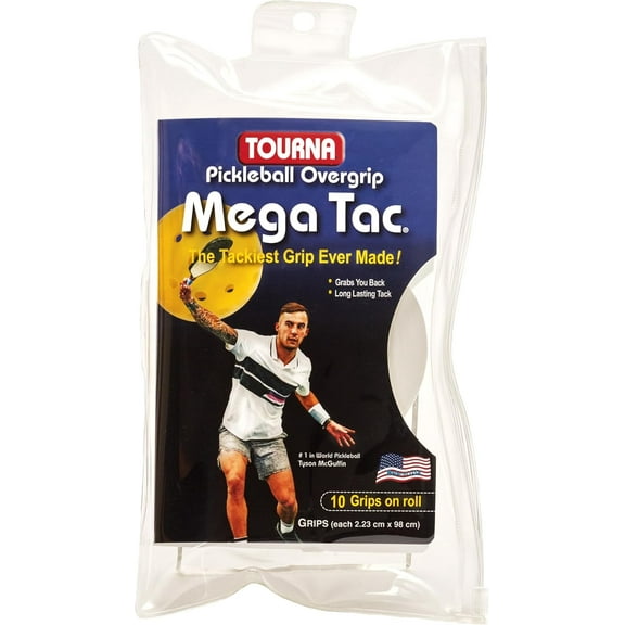 Pickleball Mega TAC Overgrip, 10 pack, White