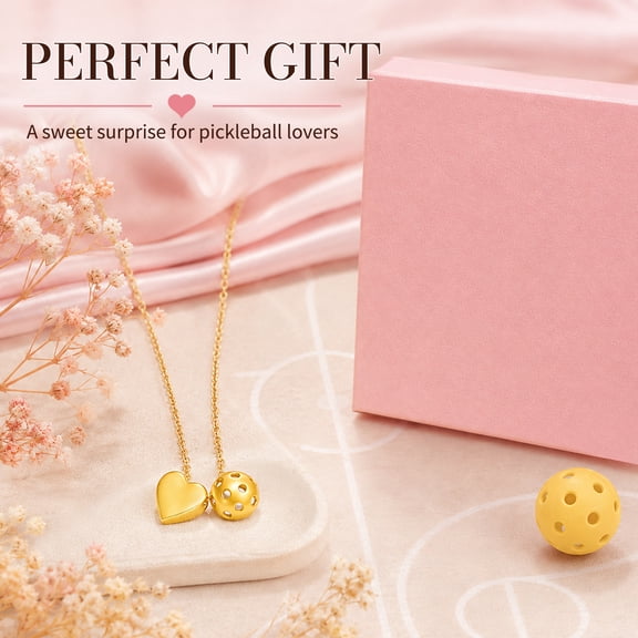Pickleball Necklace for Women, Ball Heart Pendant, Sports Jewelry, Gift for Valentines or Birthday