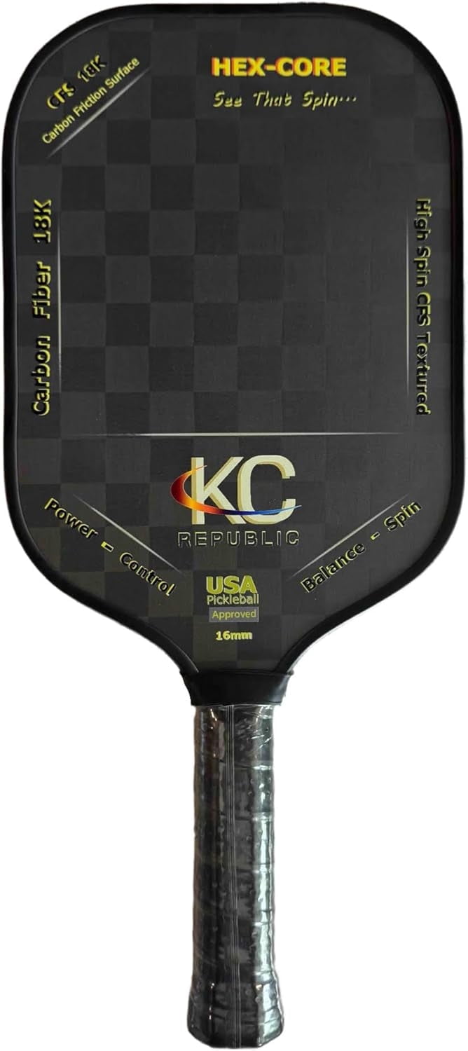 Pickleball Paddle – 18K Carbon Fiber Paddle with Cover, Thermoforming 4-Layer Racket, High Spin CFS Textured, USAPA Approved Lightweight & 16MM Polymer Honeycomb Core