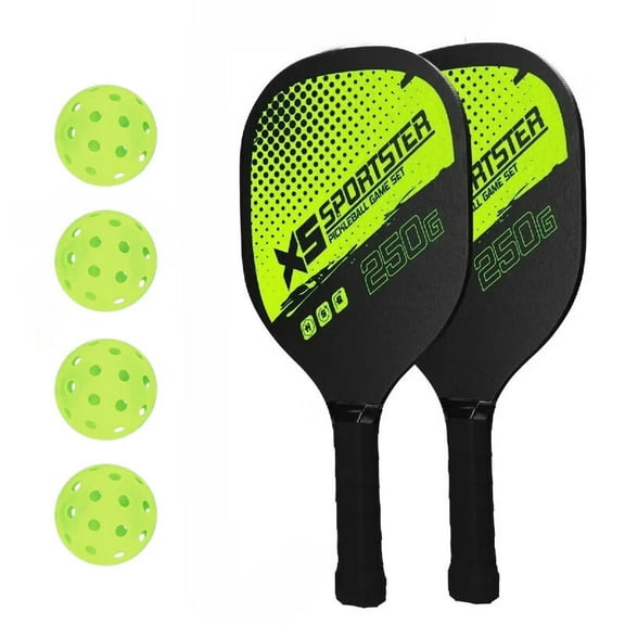 Pickleball Paddle Set 2 Paddles, 4 Balls Carbon Fiber Surface, Durable Design, Lightweight, Suitable for All Ages and Skill Levels