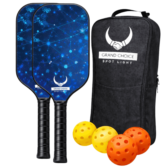 Pickleball Paddles Set of 2 - 4 High-Performance Pickle Balls & Durable Bag for Rackets & Balls