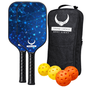 Pickleball Paddles Set of 2 - 4 High-Performance Pickle Balls & Durable Bag for Rackets & Balls