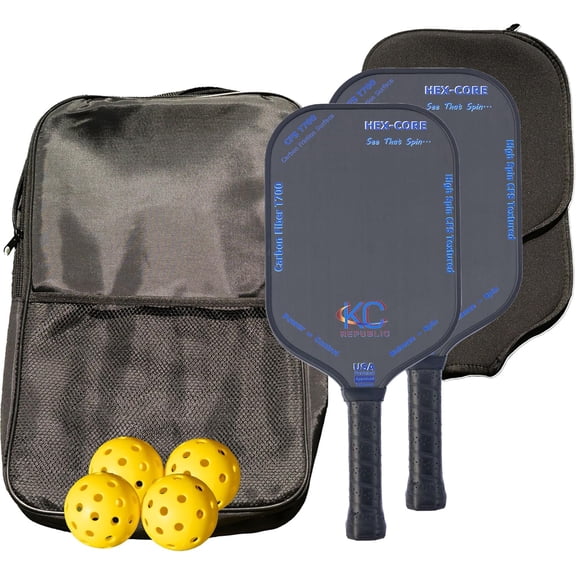 Pickleball Paddle Set T700 Friction Carbon Fiber Paddles with Covers, 2 Thermoforming 4-Layer Rackets, 4 Outdoor Pickleballs & Carry Bag | USAPA Approved Lightweight & 16MM Polymer Honeycomb Core