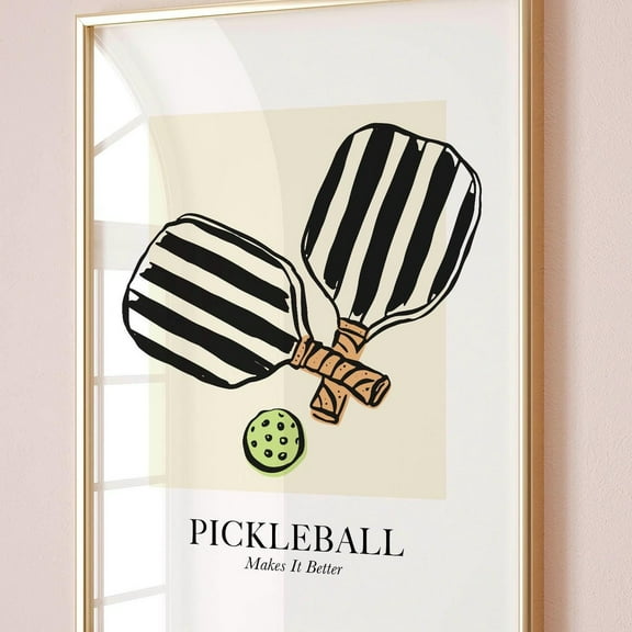 Pickleball Paddle Wall Art, Country Club Home Decor, Preppy Dorm Room Print, Trendy Sport Gift, Wall Art, Modern Wall Decor, 8x12 UNFRAMED
