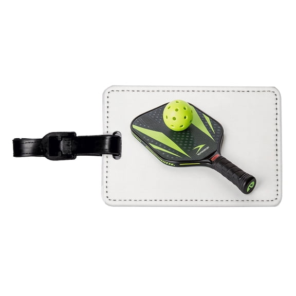 Pickleball Paddle and Ball Faux Leather Travel Luggage Tag