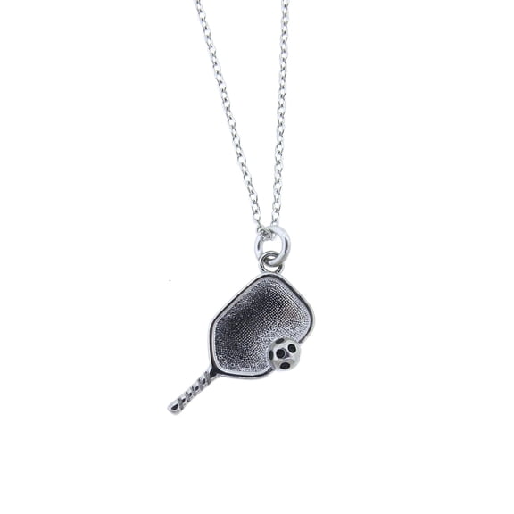 Pickleball Paddle with Ball Stainless Steel Pendant Necklace 18"