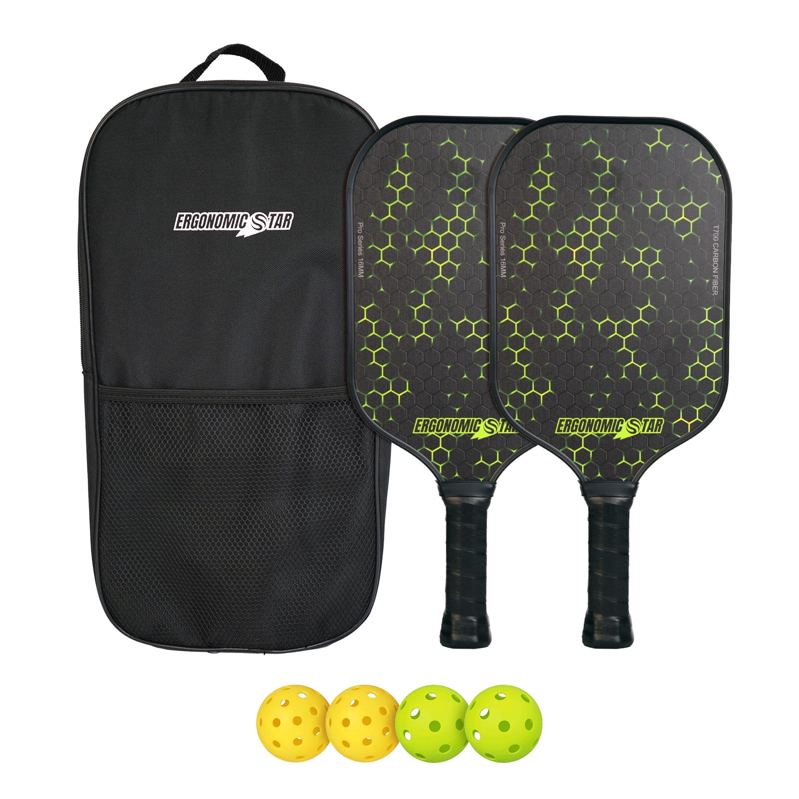 Carbon Fiber Pickleball Paddle - 16mm PP Core For Spin & Power, Includes Cover