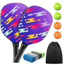 Pickleball Paddles, Lightweight Pickleball Set of 2 Paddles, 4 Indoor & Outdoor Pickleball Balls, 2 Wood Pickleball Rackets Set with 1 Carry Bag, Ergonomic Cushion Grip, Gifts for Beginners Players