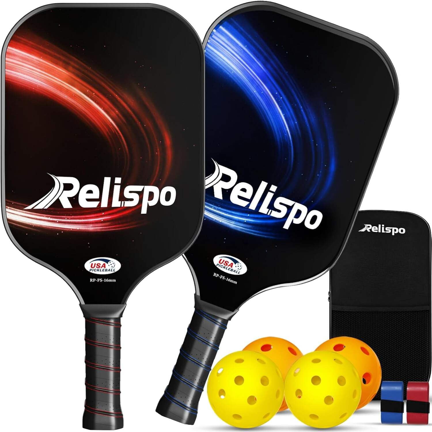 ARTI Pickleball Paddles Set Of 2 - USAPA Approved With Bag & Balls, Fiberglass Surface