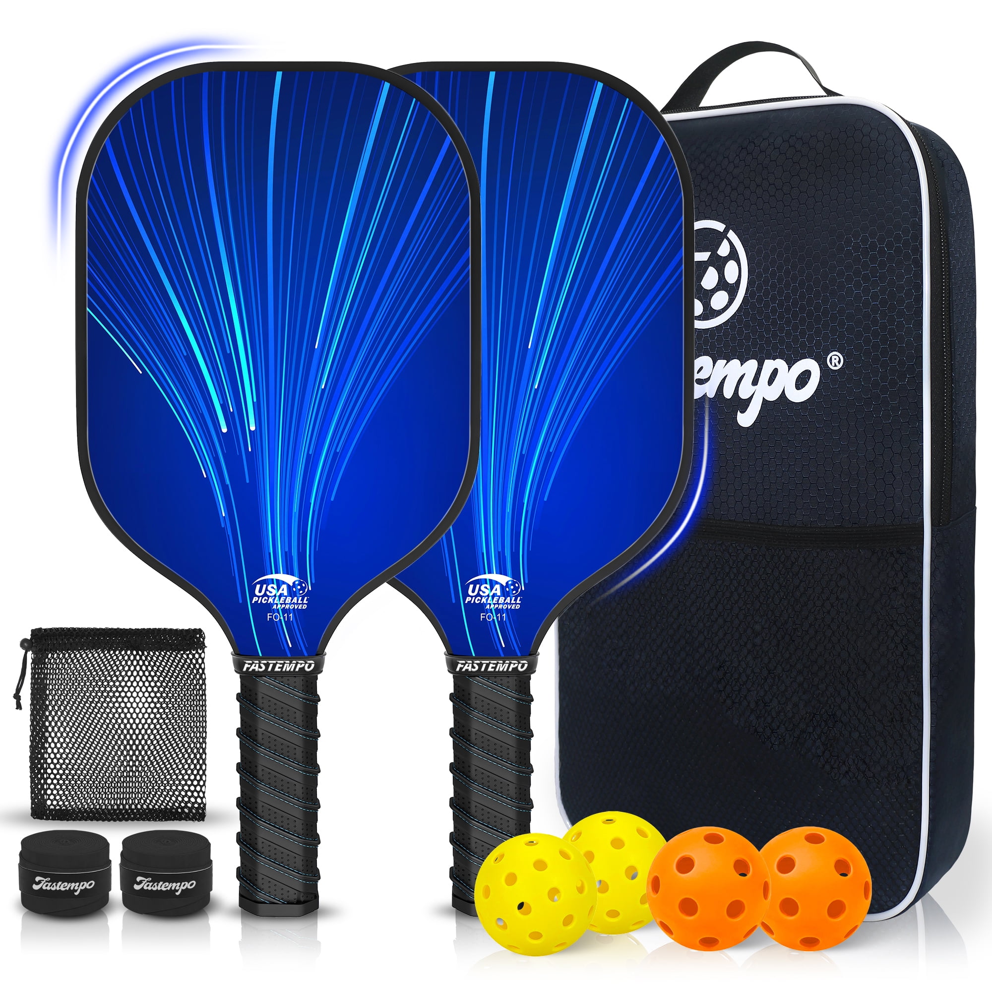 Pickleball Paddles Set of 2,Non-Slip Grip,Fiberglass Face Pickle Ball Paddle,USAPA Approved Pickleball Set with 4 Pickleball Balls Outdoor Indoor,Pickleball Net Bag | Pickle Ball Racket for Women Men
