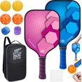 thumbnail image 1 of Pickleball-Paddles-Set of 4 or 2 Rackets with Balls and Bag | USAPA Approved Pickle-Ball Equipment with Accessories | Fiberglass/Graphite Pickleball Racquet Set for Men, Women, Kids, Adults, 1 of 8