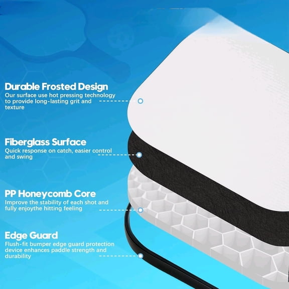 Pickleball Paddles Set of 4 Frosted Fiberglass Rackets Honeycomb Core Pickleball Set with 4 Pickleball Paddles+ 4 Pickleball Balls+ 1 Bag+ 4 Replacement Soft Grip+ 2 Towel$$Sport & Recreation Other