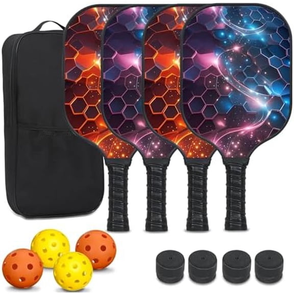 Pickleball Paddles Set of 4 Lightweight Premium Fiberglass Pickleball Rackets with , Bag & Accessories Paddle Pickleball Set for Adults$$Sport & Recreation Other